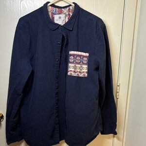 On the Byas Navy Speckled Shirt with Colorful Pattern
